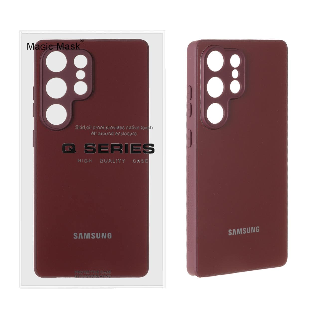 قاب اورجینال PVD ضدخش Magic Mask مدل Samsung Galaxy S25 Ultra – زرشکی (پک دار)