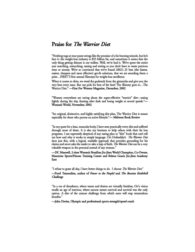 کتاب The Warrior Diet (رژیم جنگجو) نسخه انگلیسی PDF | اوری هوفمکلر