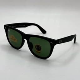 عینک آفتابی ریبن rayban ویفرر شیشه سنگ مشکی مات عدسی سبز سایز 54 به همراه پک کامل اورجینال RB 2140 — تصویر ۲