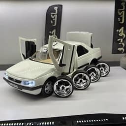 اسباب بازی ماکت پژو 405 SLX سفید چراغدار داخل کرم — تصویر ۲