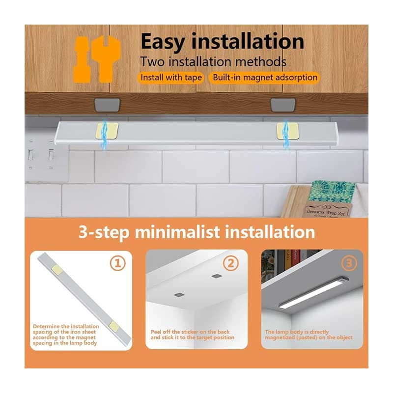 چراغ زیر کابینتی LED با سنسور حرکتی بسته دو عددی مدل c-02 برند CVNHMG — تصویر ۳