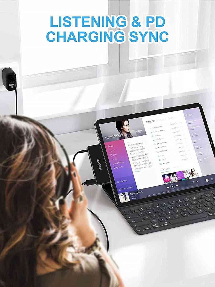 هاب 5 خروجی TYPE C برند DOCK TECH — تصویر ۲