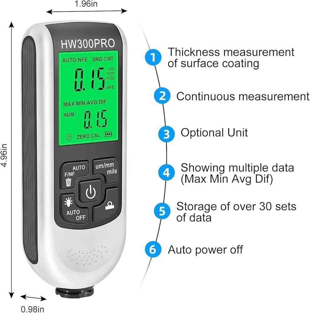 ضخامت سنج رنگ خودرو HW-300PRO — تصویر ۸