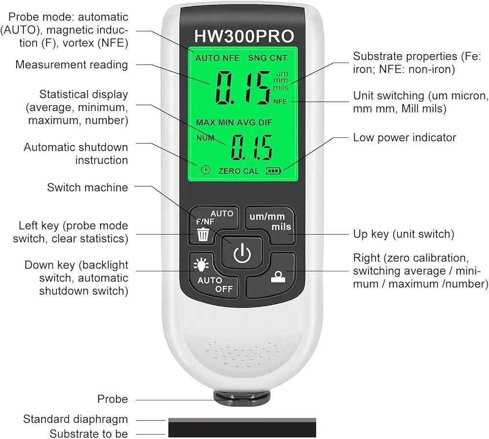 ضخامت سنج رنگ خودرو HW-300PRO — تصویر ۵