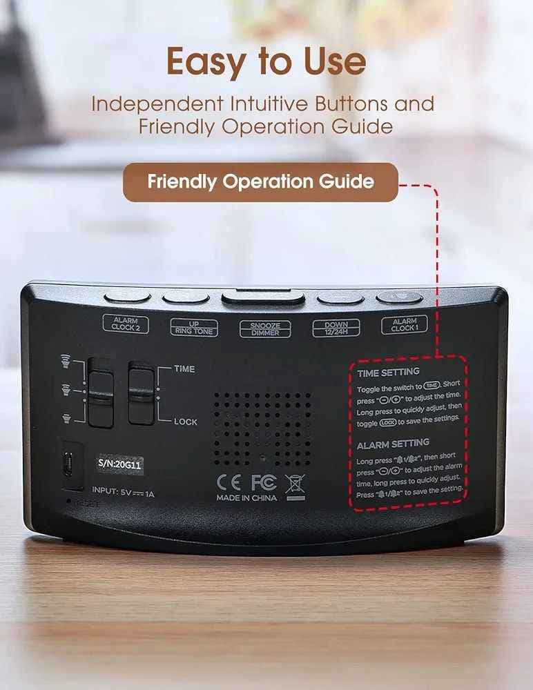 ساعت رومیزی خمیده Electronic Alarm clock مدل TCA-245 — تصویر ۲
