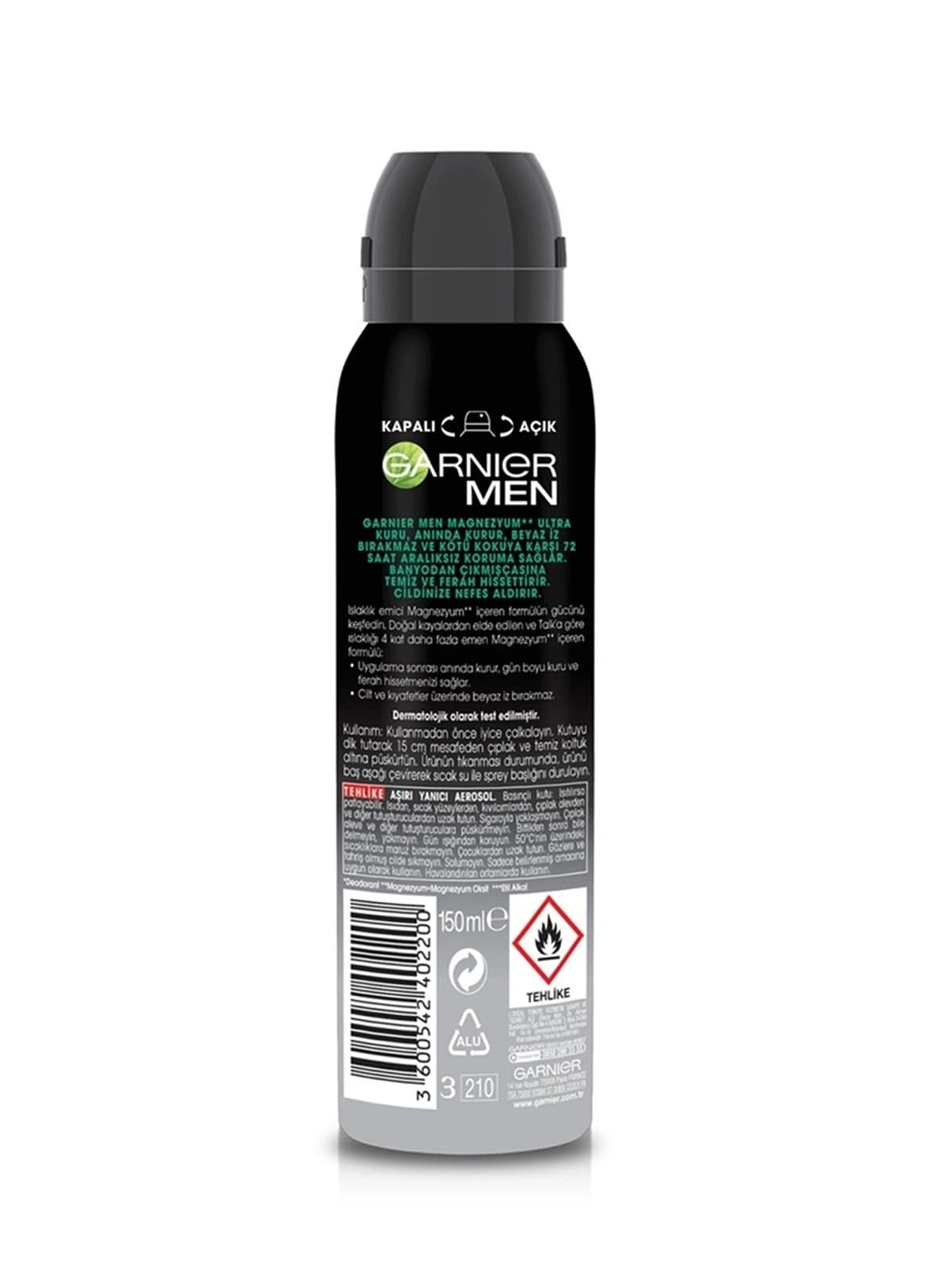 اسپری ضد تعریق منیزیم ULTRA KURU+ گارنیر مردانه 150 میل — تصویر ۲