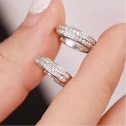 گوشواره نقره شاهکار دولاین عیار 925 آبکاری طلاسفید — تصویر ۲