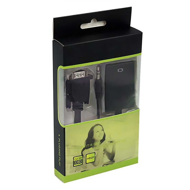 تبدیل وی جی ای به اچ دی ام آی پک سبز ا VGA TO HDMI ADAPTER کد 3536