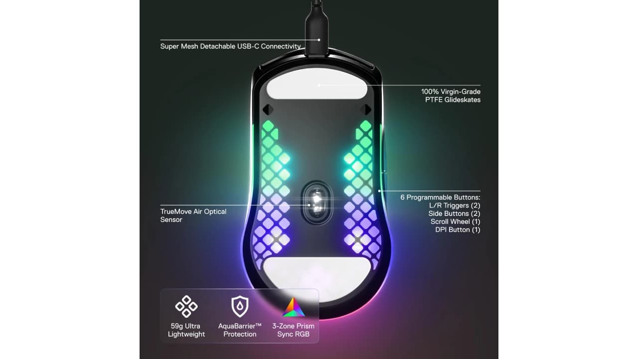 موس گیمینگ Steelseries مدل Aerox 3 بی سیم — تصویر ۳