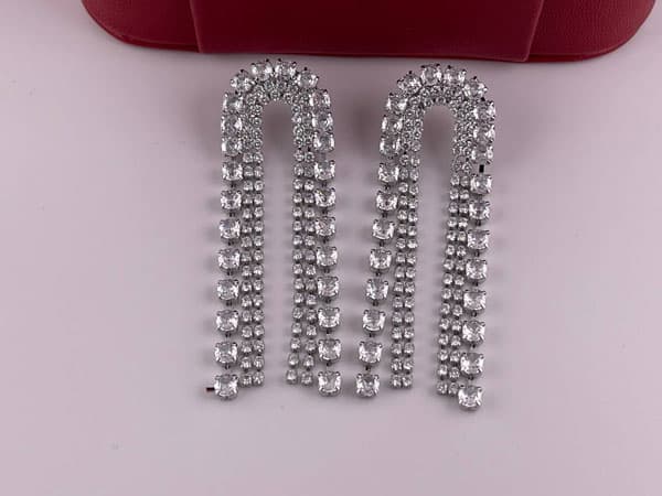 گوشواره مجلسی آویز بلند فول نگین
