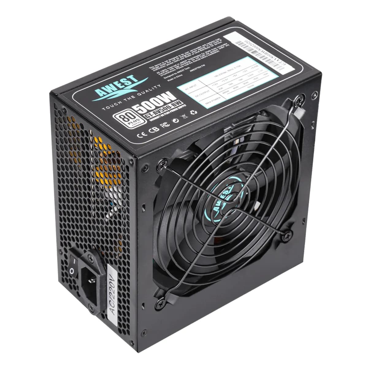 منبع تغذیه AWEST GT-AV500-BW 500W — تصویر ۳
