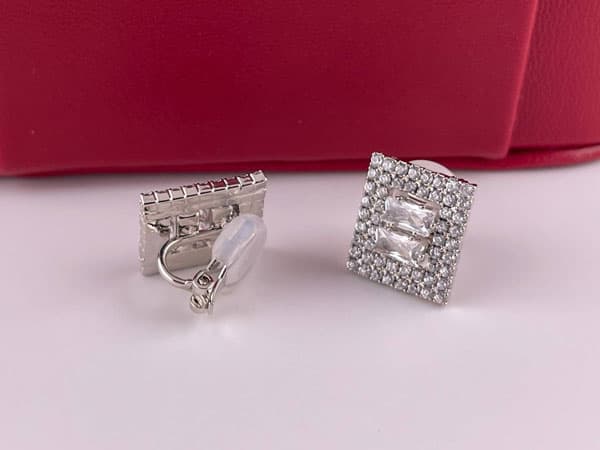گوشواره ژوپینگ نقره ای نگین دار — تصویر ۴