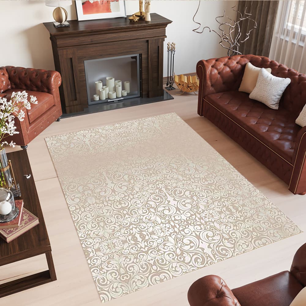 فرشینه سه بعدی طرح اسلیمی رنگ روشن BAs-2553