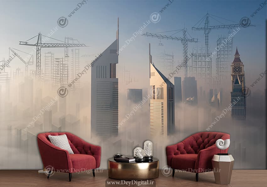 پوستر دیواری آسمان خراش در بین ابرها WA-1991