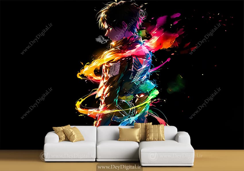 پوستر دیواری زمینه مشکی شخصیت ارن انیمه اتک آن تایتان WA-1664