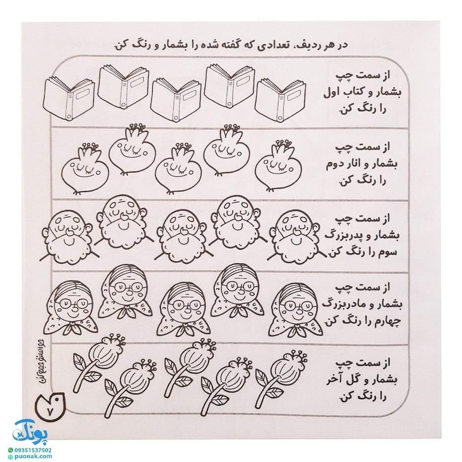 کتاب حواستو جمع کن ۷ (آموزش ریاضی، شناخت اعداد ۵ تا ۹) — تصویر ۳