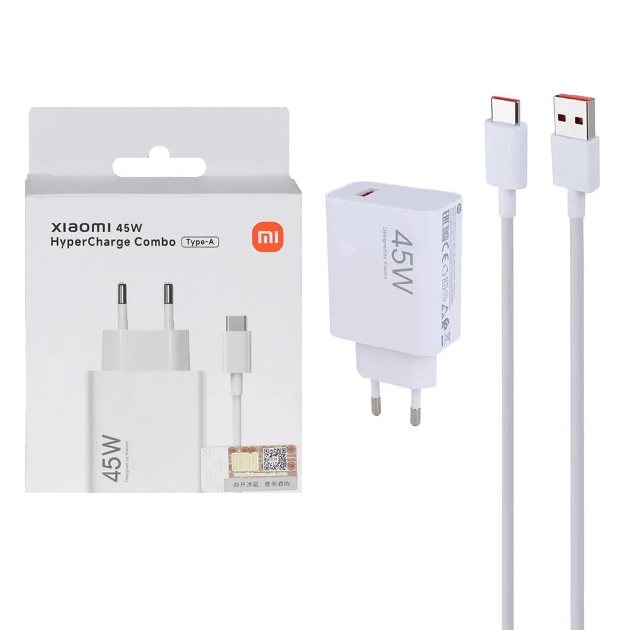 شارژر دیواری فست تک پورت Xiaomi مدل MDY-17-EF 45W به همراه کابل شارژ Type-C – سفید – MMX (اصل چین)