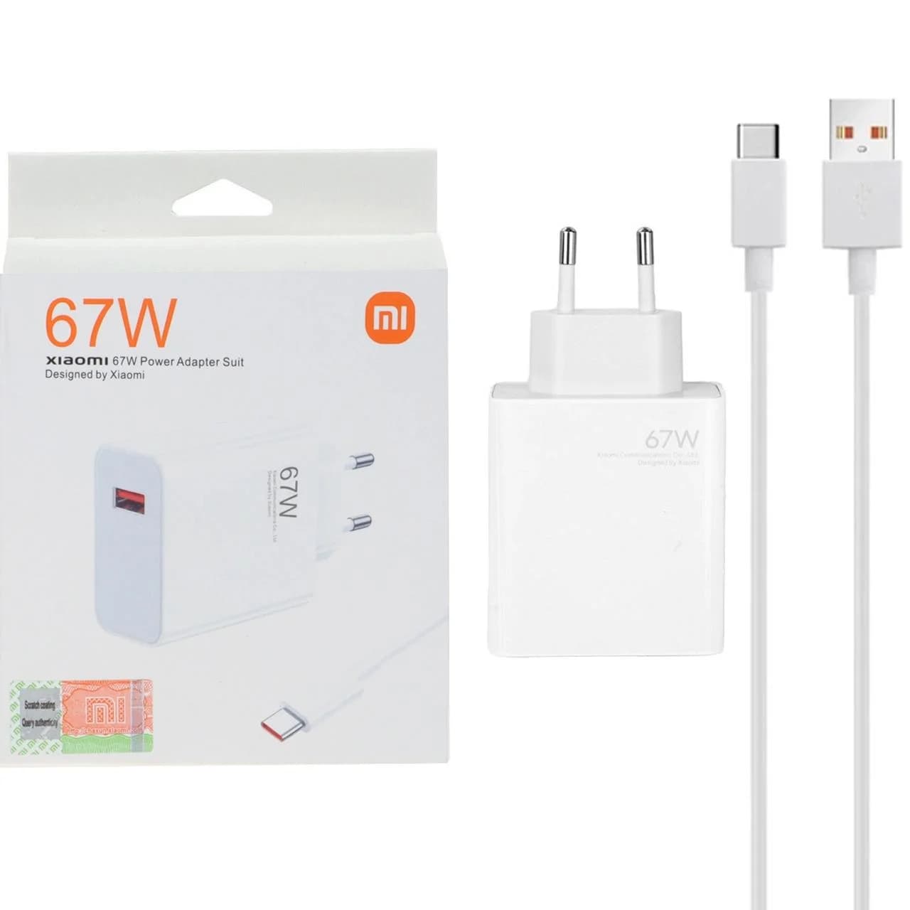 شارژر دیواری فست تک پورت Xiaomi مدل MDY-11-EZ 67W به همراه کابل شارژ Type-C – سفید – MMX (اصل چین)