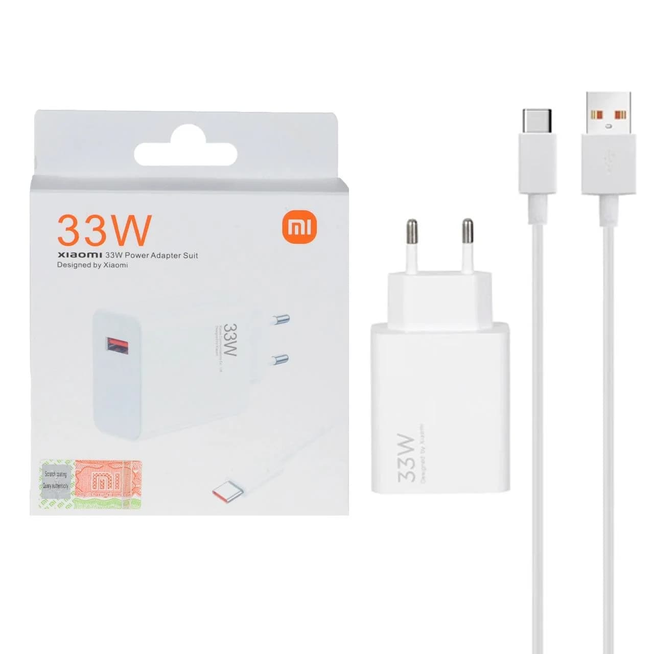 شارژر دیواری فست تک پورت Xiaomi مدل MDY-11-EZ 33W به همراه کابل شارژ Type-C – سفید – MMX (اصل چین)