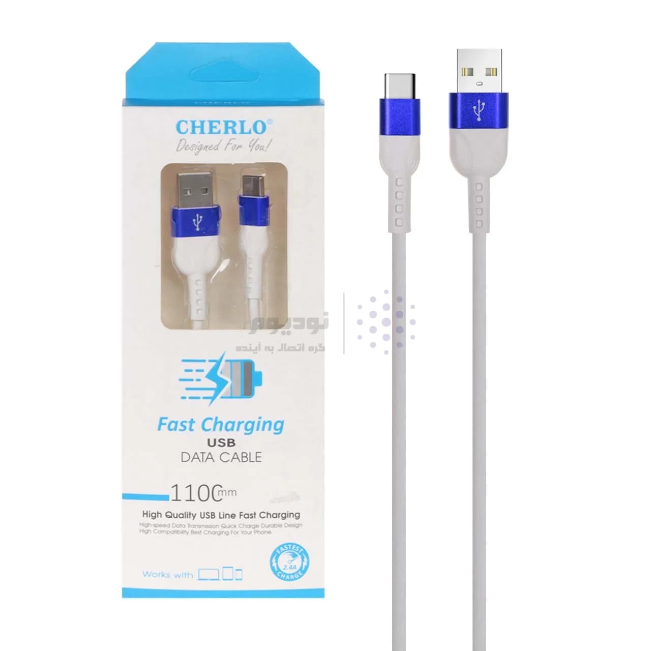 کابل شارژ 1.1 متری فست CHERLO Type-C مدل CH-TC06 – سفید – SMO — تصویر ۲