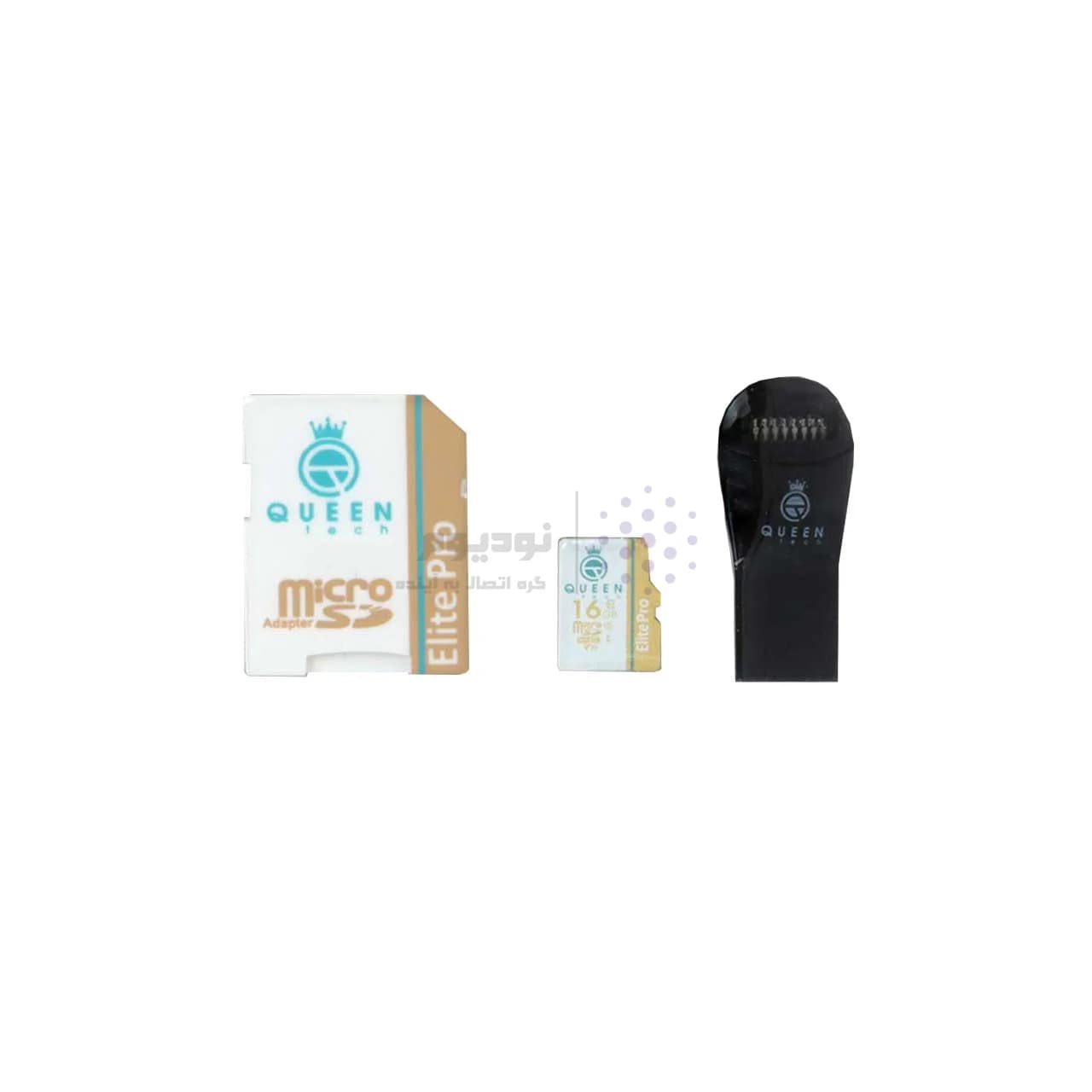 Queen tech microSDHC & adapter & رم ریدر U1 Class 10 566X plus -85MB/s – 16GB – مشکی — تصویر ۲