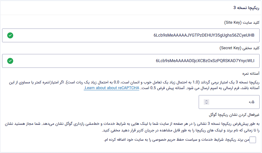 افزونه ریکپچا گوگل گرویتی فرمز | Gravity Forms reCAPTCHA — تصویر ۳
