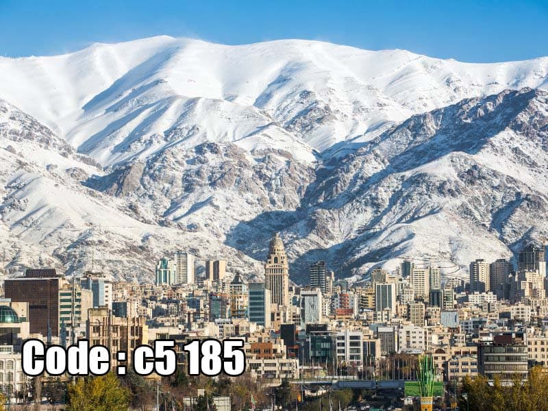پوستر دیواری سه‌بعدی نمای تهران با کوه‌های برفی البرز
