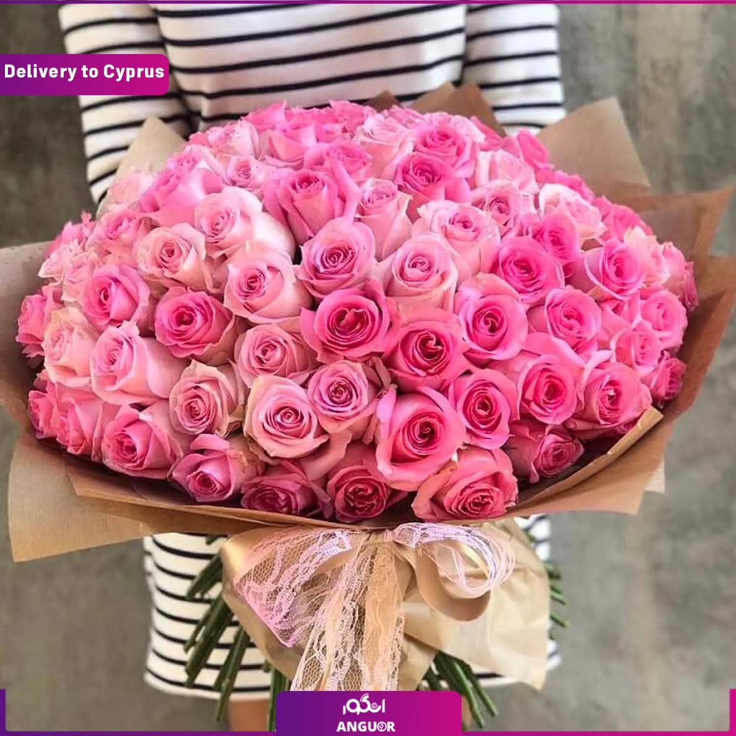 دسته گل عشق صورتی 101 شاخه ای(ارسال گل به قبرس)