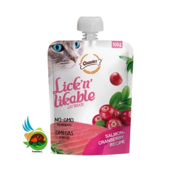 پودینگ گربه گناولرز طعم سالمون و کرنبری Gnawlers cat treats with salmon & cranberry وزن ۱۰۰ گرم