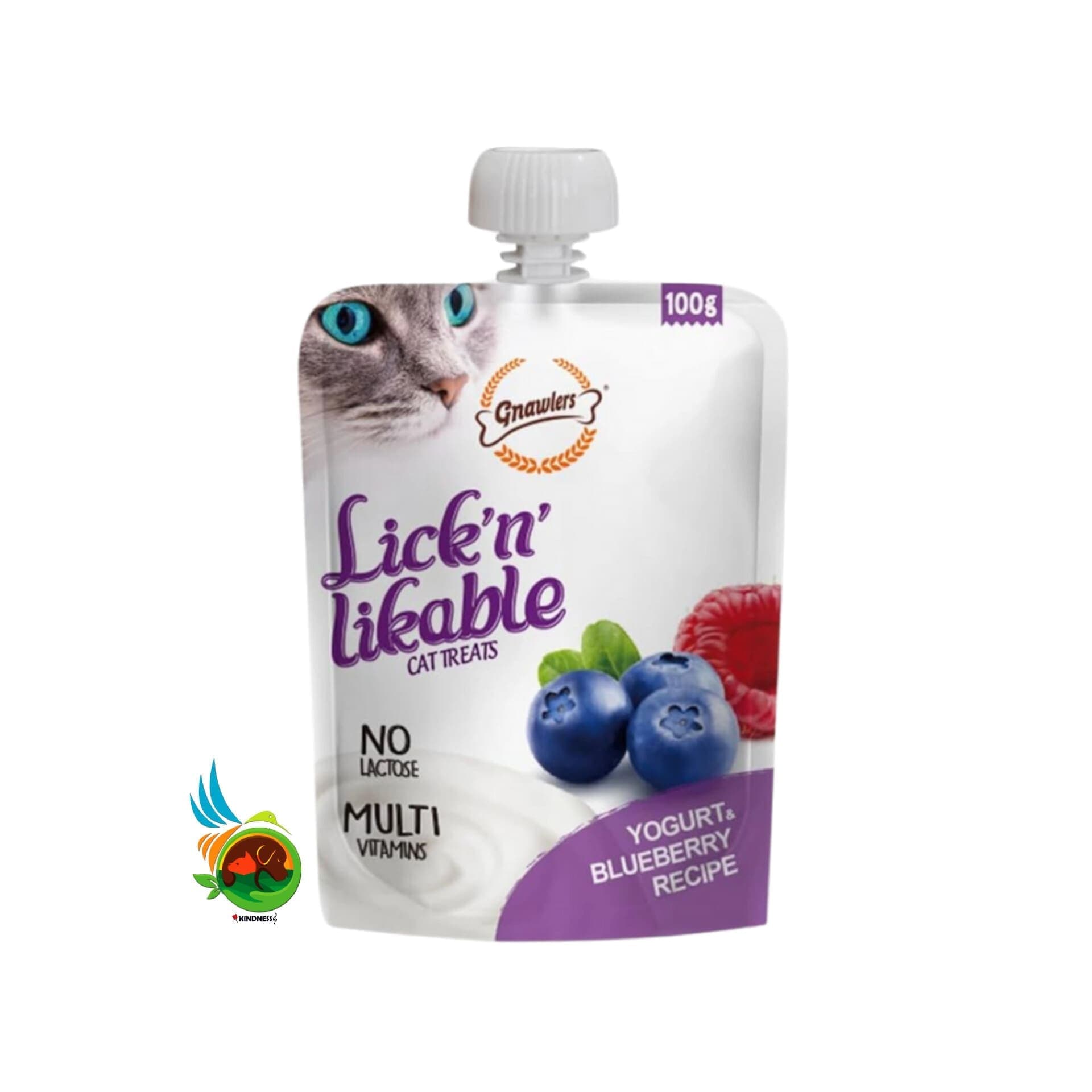 پودینگ گربه گناولرز طعم ماست و بلوبری Gnawlers cat treats with yogurt & blueberry وزن ۱۰۰ گرم