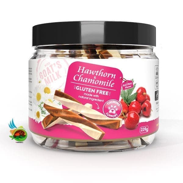 تشویقی سگ بدون گلوتن هابون طعم شیر بز، زالزالک و بابونه Howbone Goat milk with hawthorn and chamomile وزن ۲۲۰ گرم