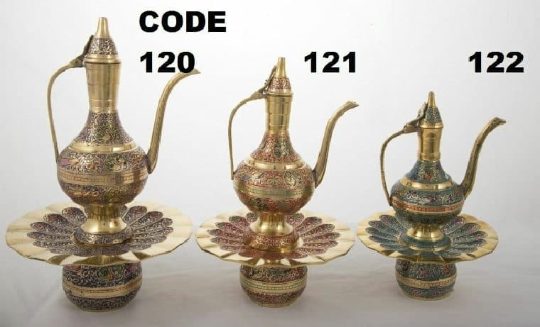 آفتابه لگن برنجی مینا کاری کد ۱۲۲