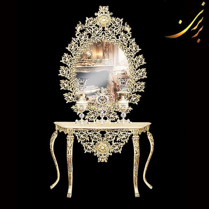 آینه کنسول با ساعت و شمعدان کد ۷۷