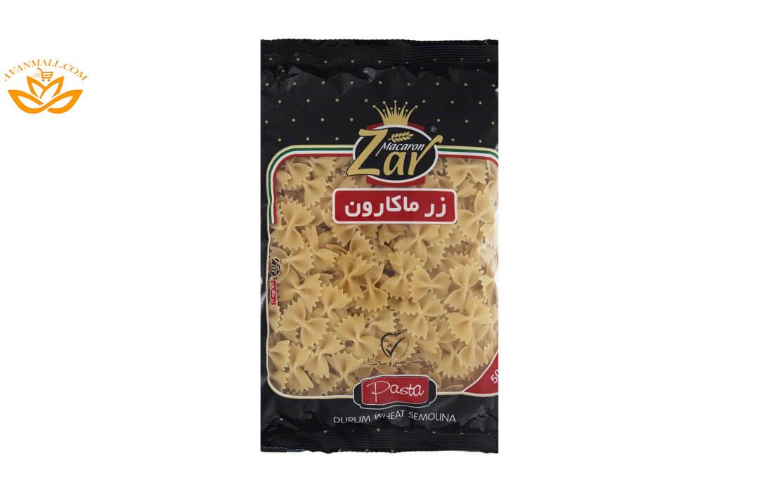 پاستا پروانه‌ای 500 گرمی زر ماکارون در کارتن 20 عددی — تصویر ۲
