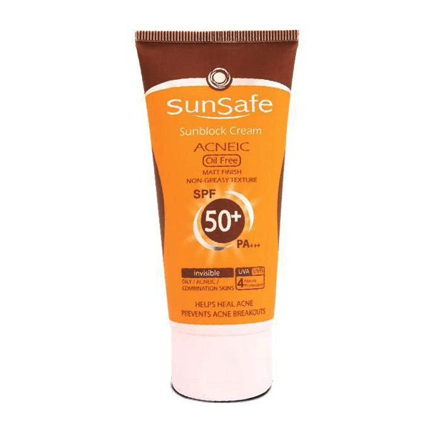 کرم ضدآفتاب فاقد چربی SPF 50 بی رنگ سان سیف