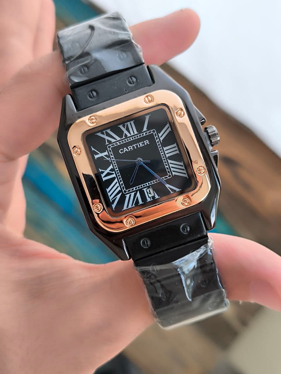 ساعت مردانه CARTIER رنگ ثابت تقویم دار دو قفله مخفی کیفیت عالی کد 1920944 — تصویر ۲
