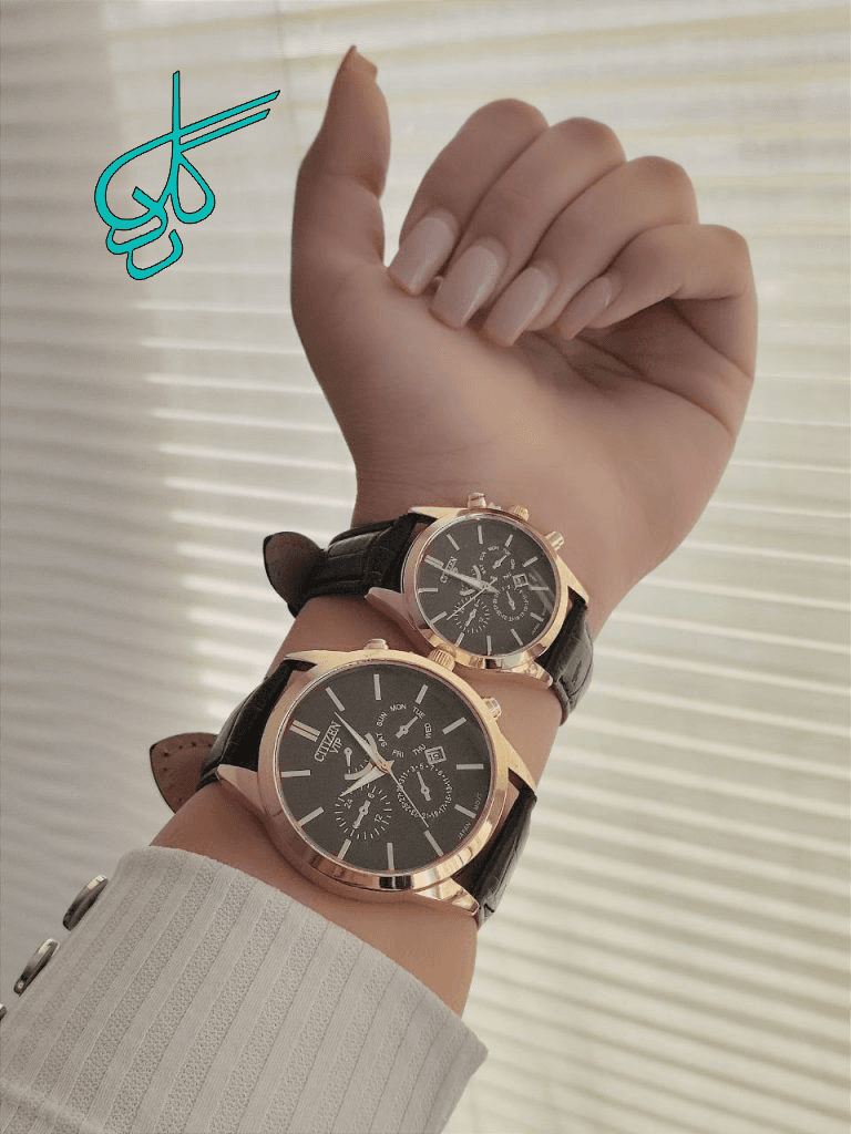 ست ساعت مردانه و زنانه چرمی سیتیزن رنگ ثابت دارای رنگ بندی جدید و با کیفیت کد 2116219 — تصویر ۴
