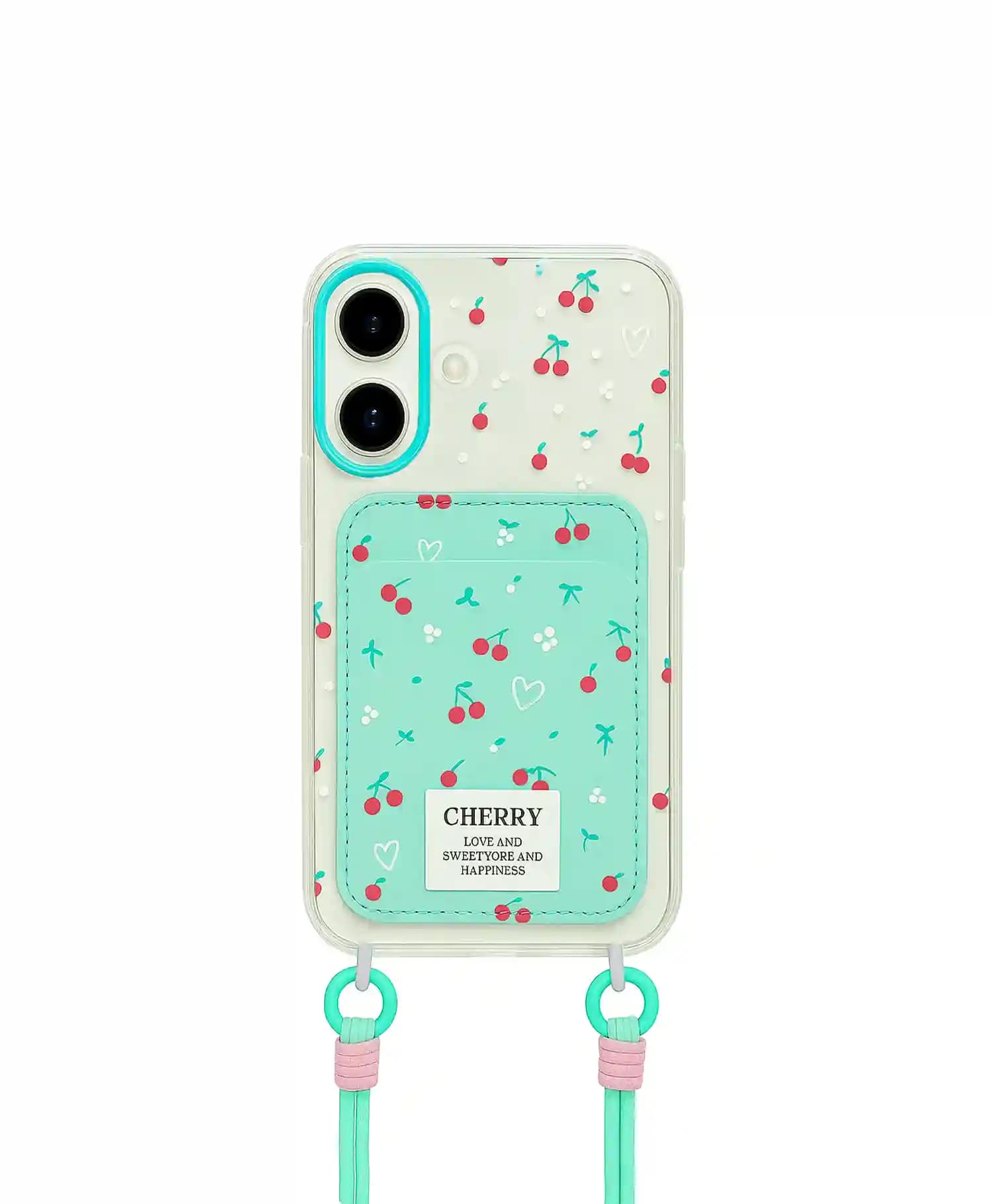قاب شفاف جاکارتی دار طرح آلبالو گوشی آیفون Iphone 16