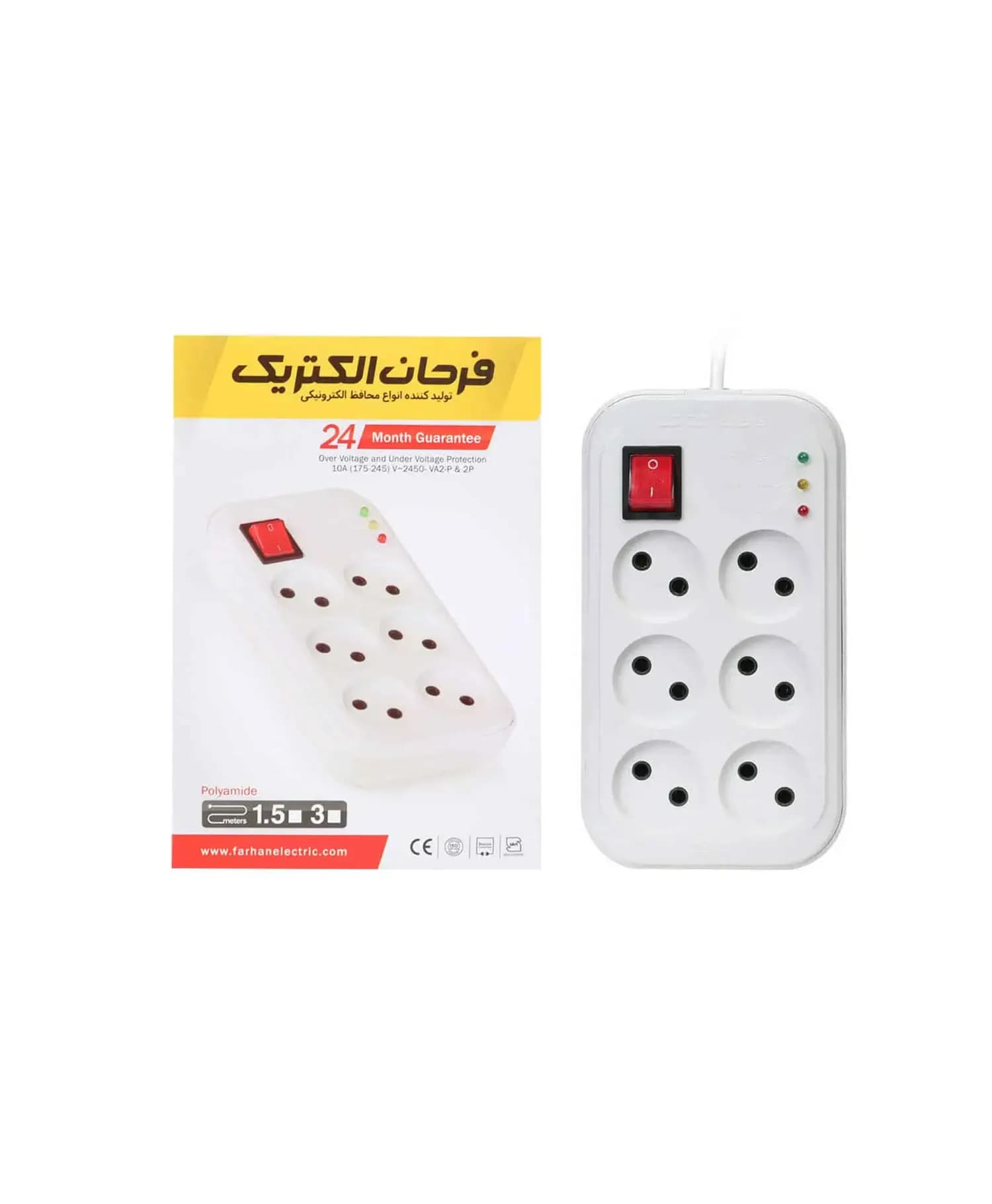 محافظ برق 6 خانه فرحان FP666 کابل 3 متری — تصویر ۳