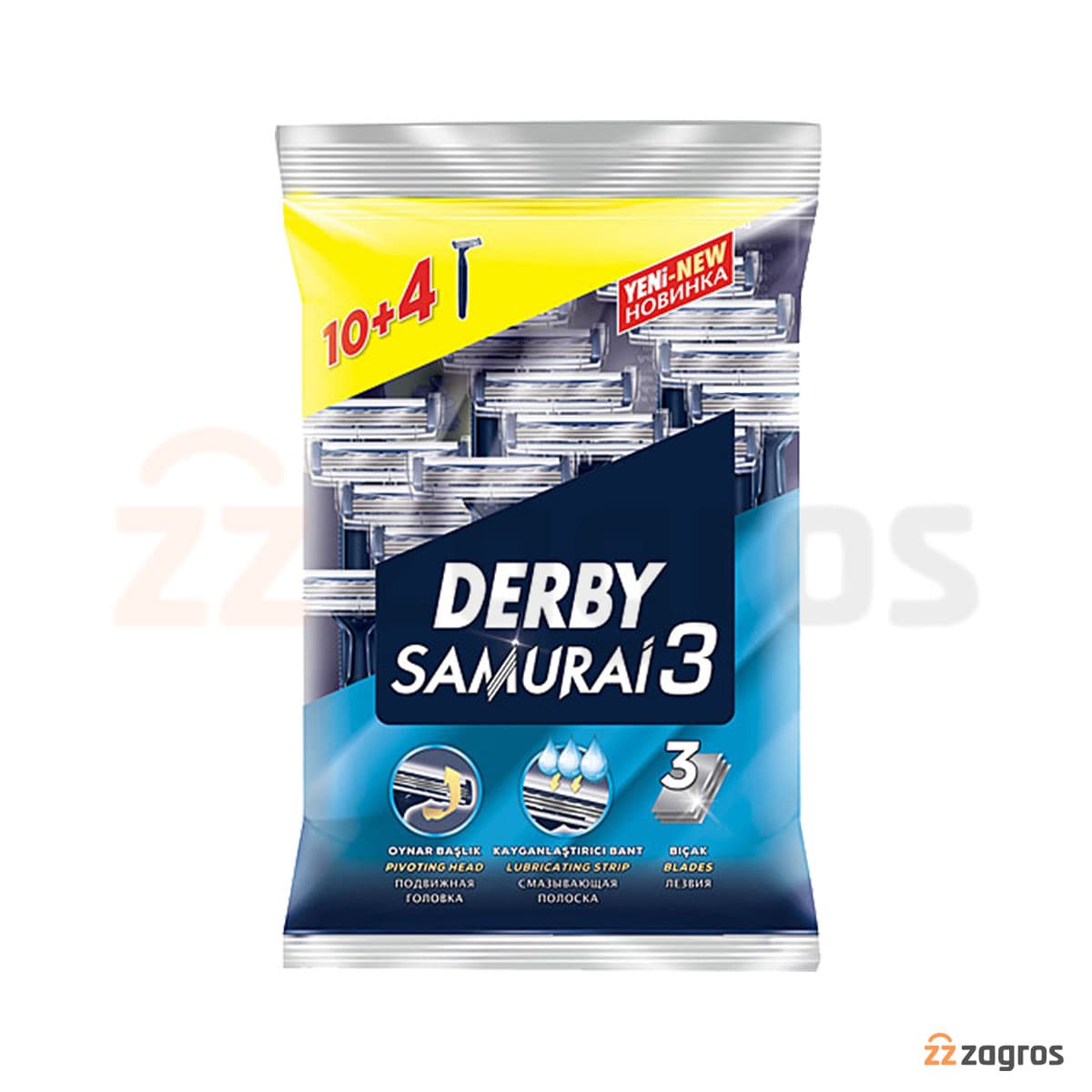 خودتراش 3 تیغ دربی مدل Samurai3 بسته 12 عددی — تصویر ۲