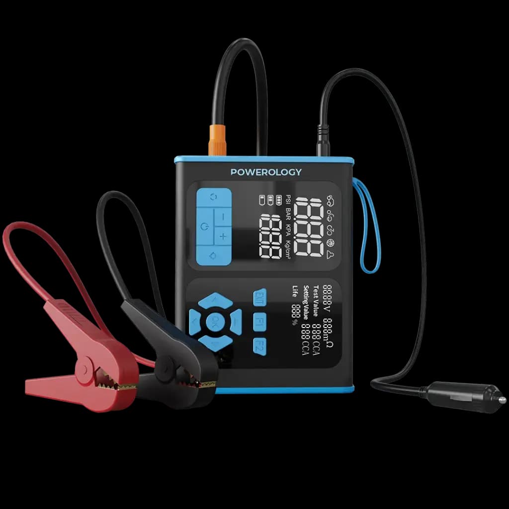جامپ استارتر و پمپ باد ۱۵۲۰۰ میلی‌آمپرساعت پاورولوژی مدل Powerology 15200mAh Jump Starter & Tire Inflator