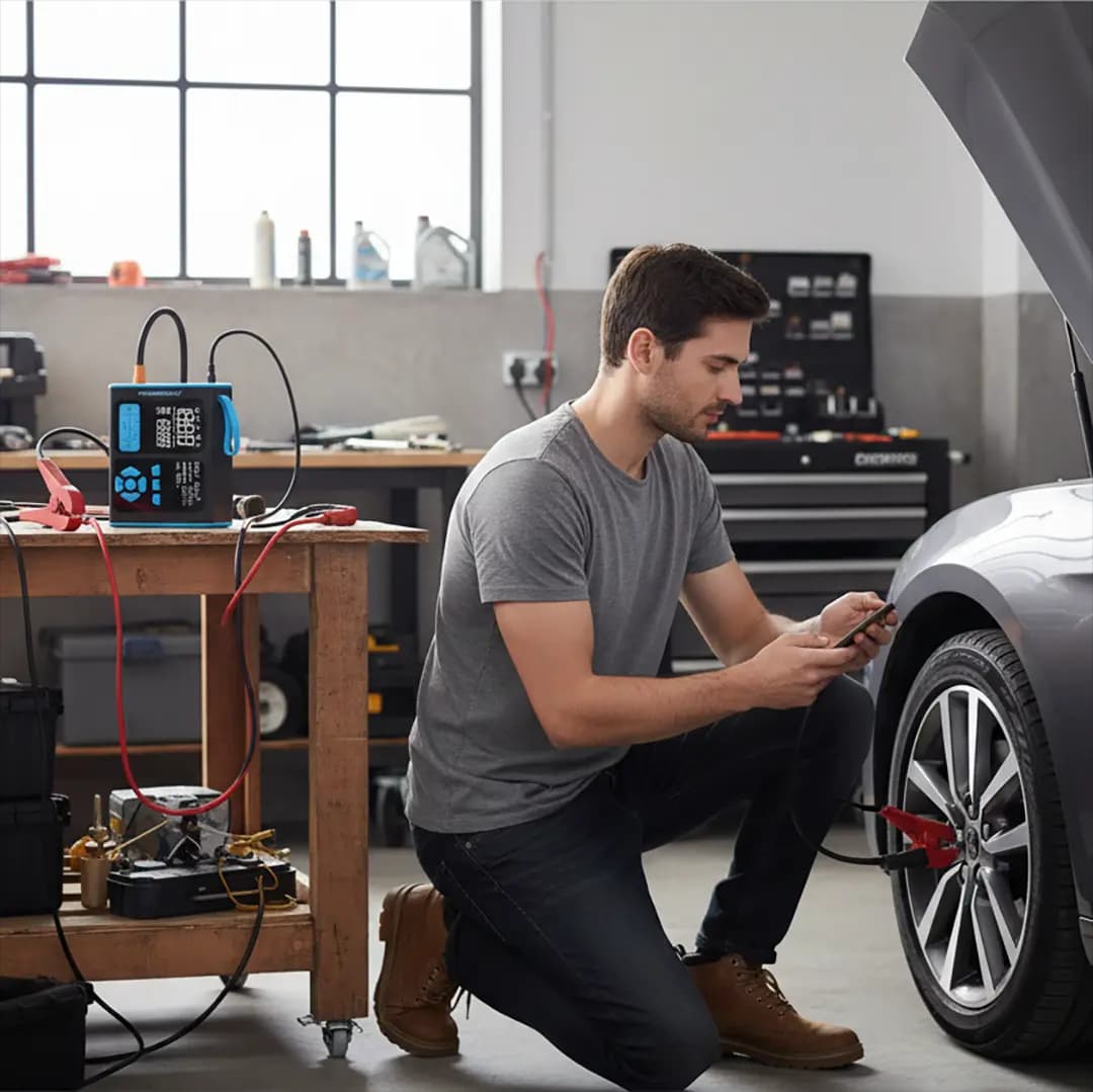 جامپ استارتر و پمپ باد ۱۵۲۰۰ میلیآمپرساعت پاورولوژی مدل Powerology 15200mAh Jump Starter & Tire Inflator — تصویر ۷