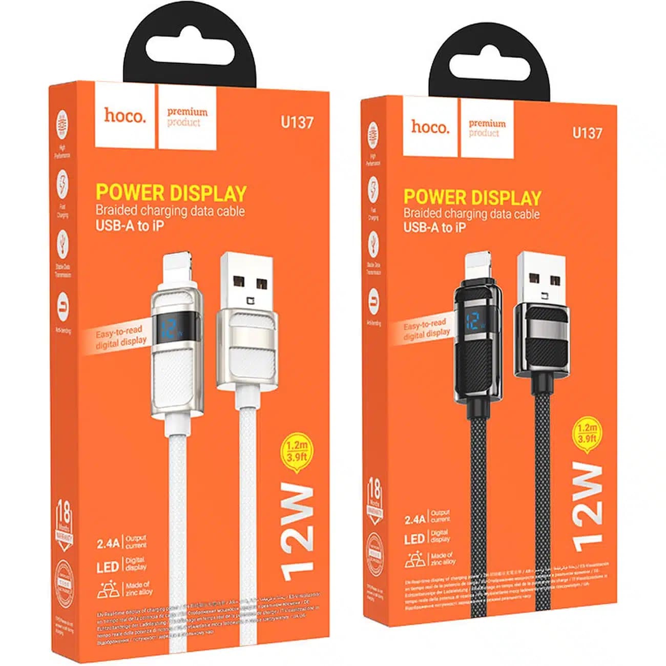 کابل لایتنینگ هوکو HOCO مدل U137 طول 1.2 متر 2.4 آمپر — تصویر ۱۲