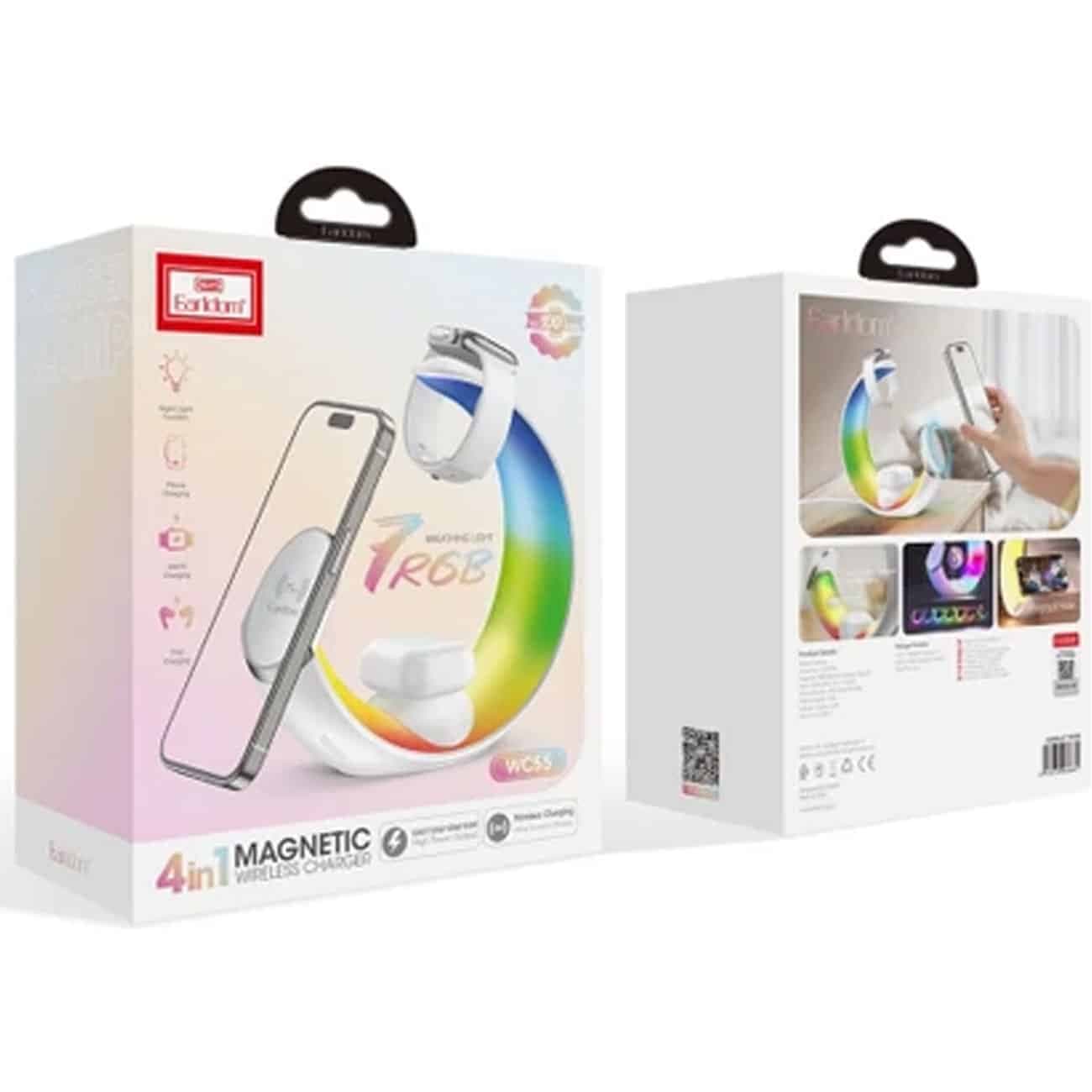 شارژر وایرلس 4 کاره ارلدام Earldom مدل ET-WC55 با توان 15W و نور RGB — تصویر ۱۱
