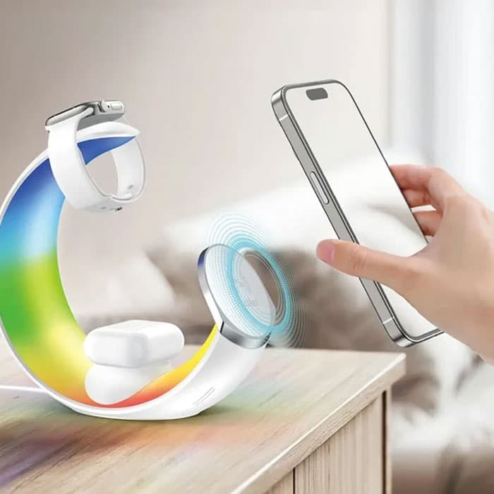 شارژر وایرلس 4 کاره ارلدام Earldom مدل ET-WC55 با توان 15W و نور RGB — تصویر ۶