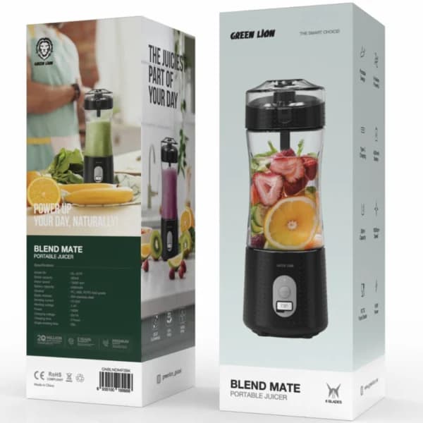 شیکر و آبمیوه گیری شارژی قابل حمل 380 میلی لیتر گرین لاین مدل GNBLNDMPJBK — تصویر ۵
