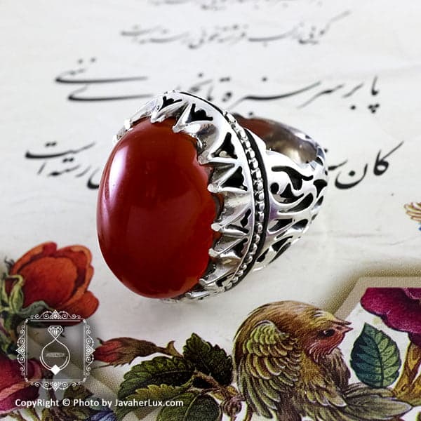 انگشتر نقره مردانه عقیق یمنی مدل سارین _ کد : 100096 — تصویر ۳