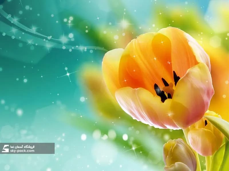 آسمان مجازی طرح گل زرد و نارنجی