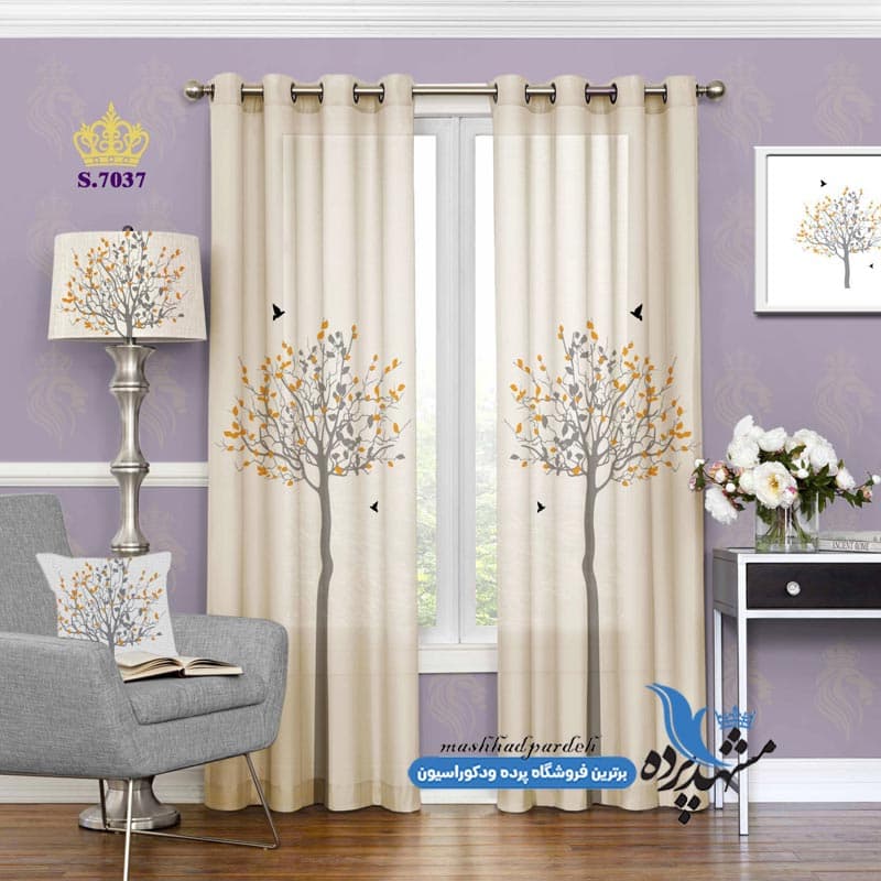 پرده پانچ منظره طرح تک درخت کد S7037