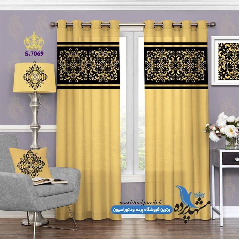 پرده پانچ اسلیمی طرح حاشیه گلدار کد S7069